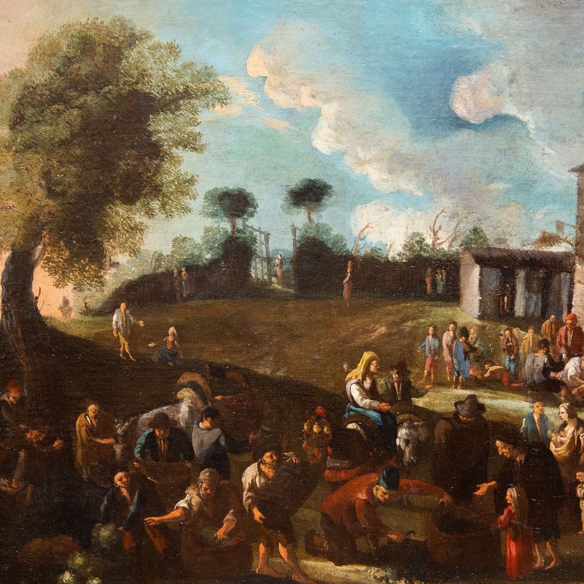 Peinture flamande, huile sur toile, « Scène de genre », XVIIIe siècle-photo-2