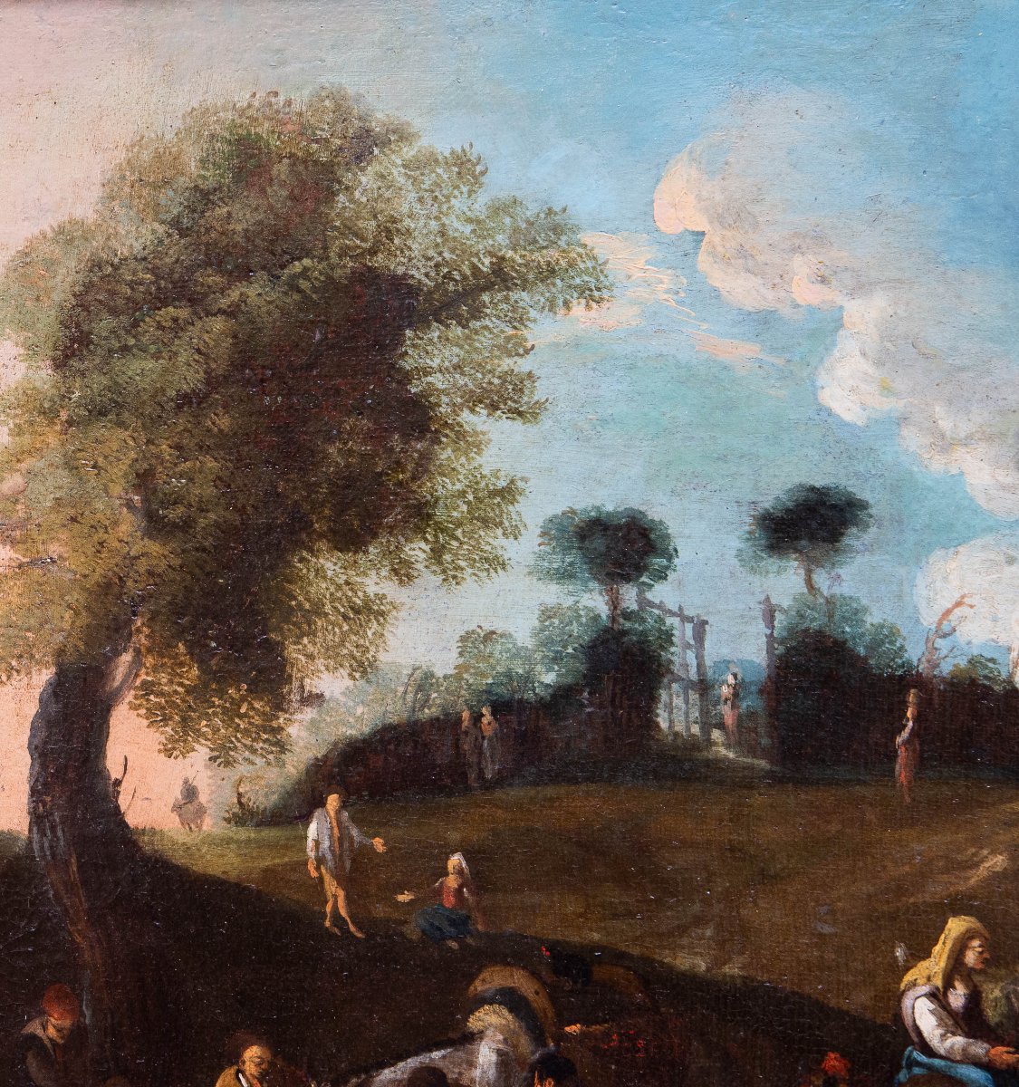 Peinture flamande, huile sur toile, « Scène de genre », XVIIIe siècle-photo-6
