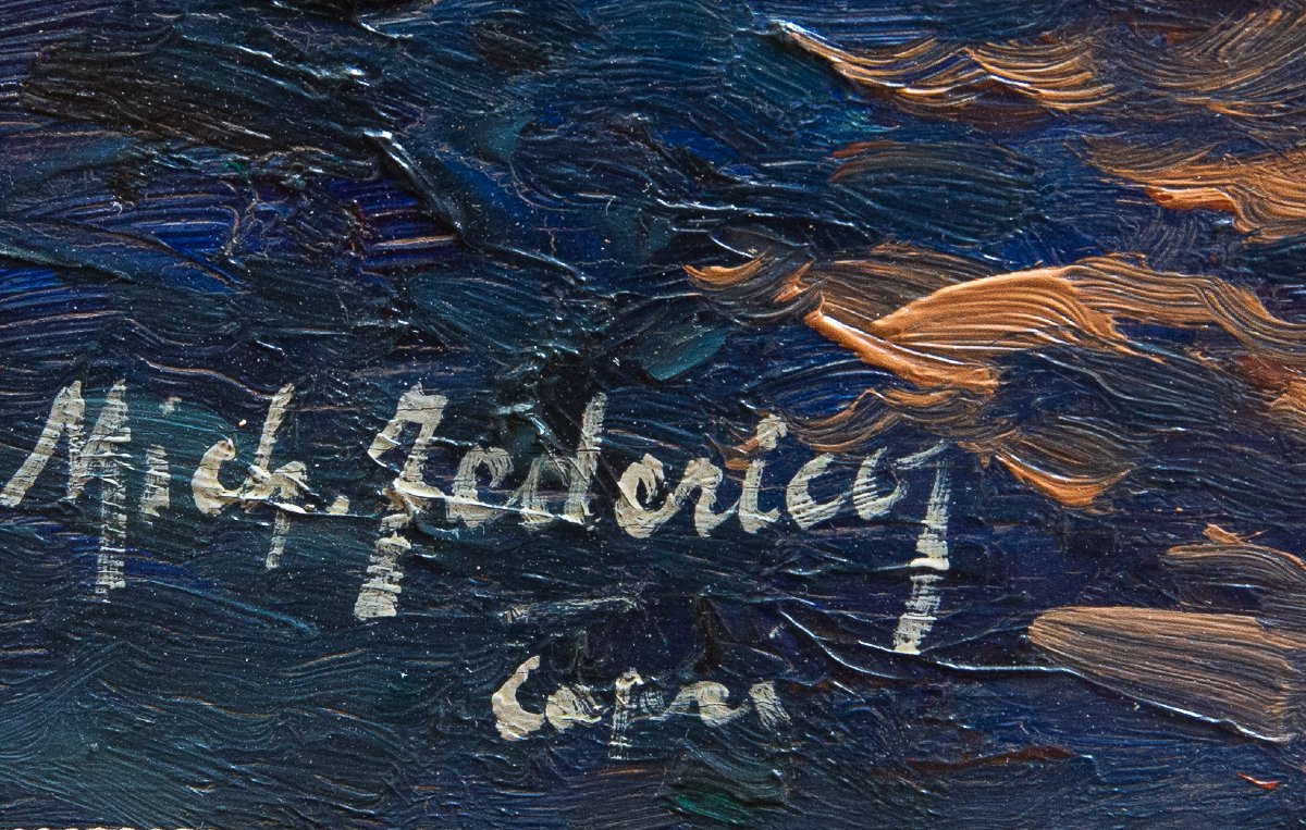 Michele Federico, Oil On Panel, "capri," 20th Century-photo-3