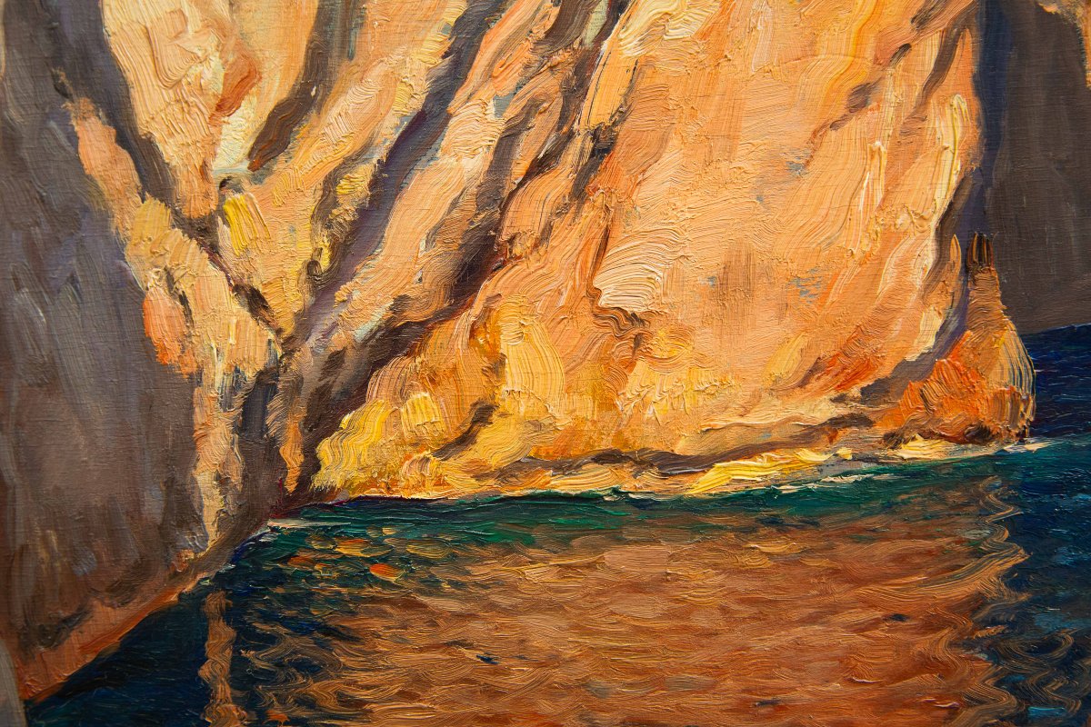 Michele Federico, Oil On Panel, "capri," 20th Century-photo-6