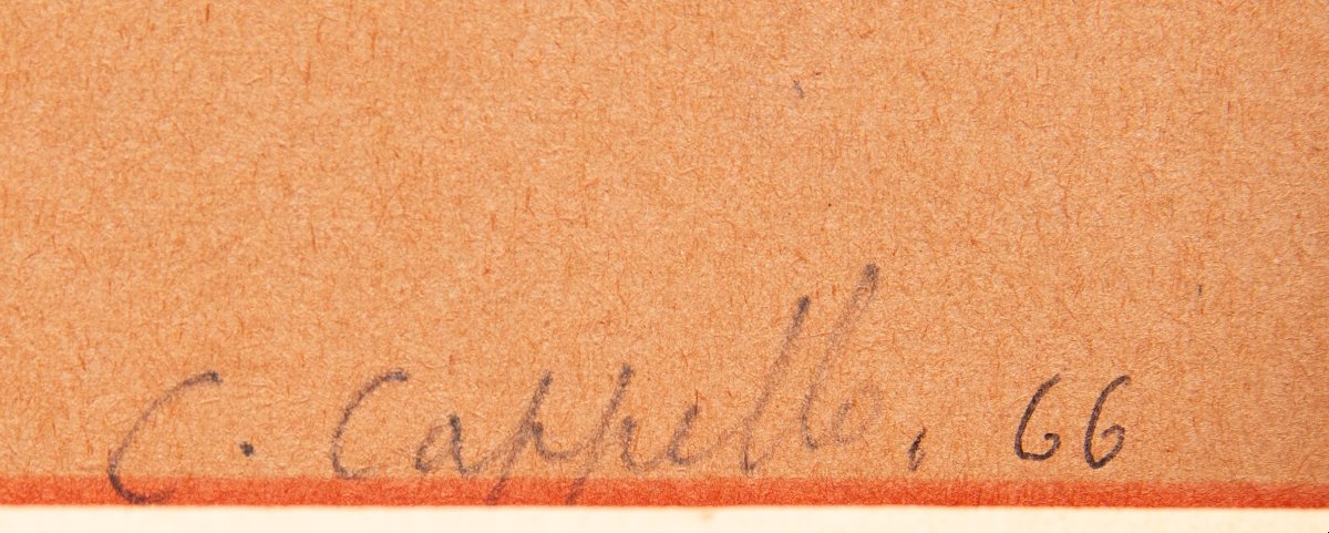 Carmelo Cappello, « œuvre unique », pastel sur papier, signé, 1966-photo-3