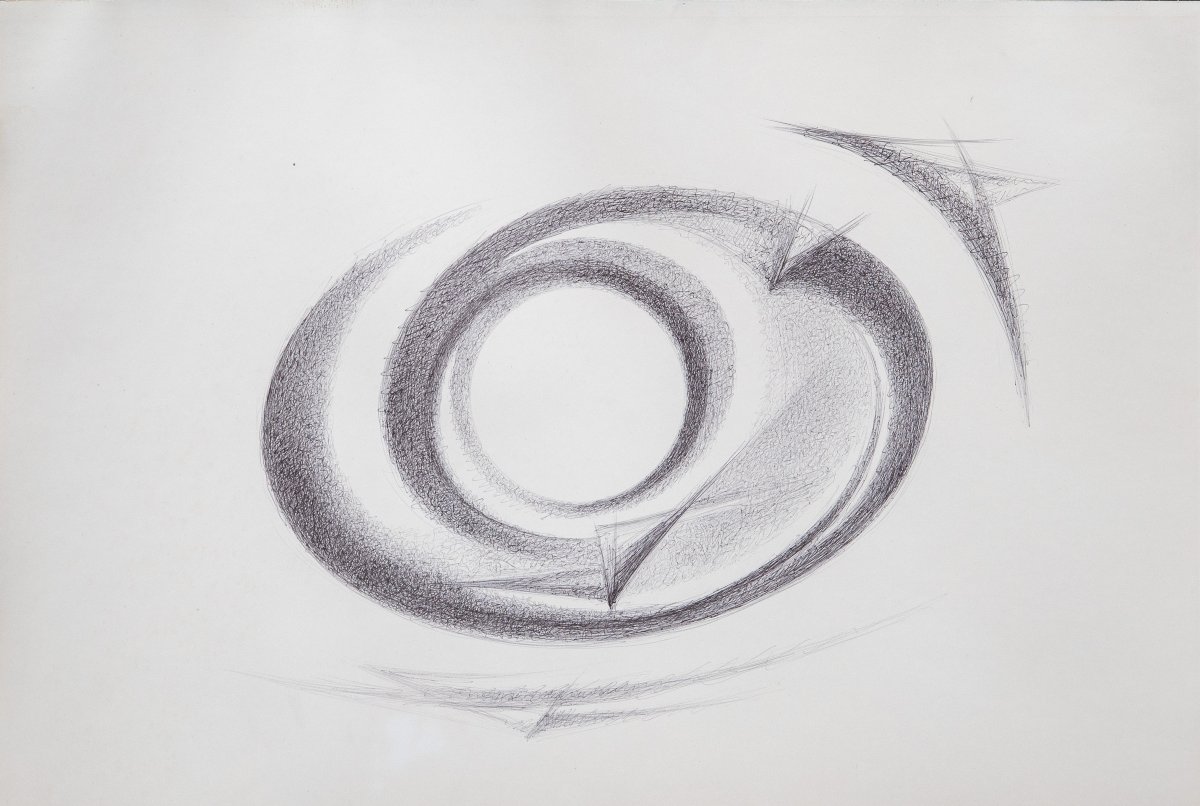 Carmelo Cappello, "unique Work," Ballpoint Pen On Paper, Signed, 1971-photo-4