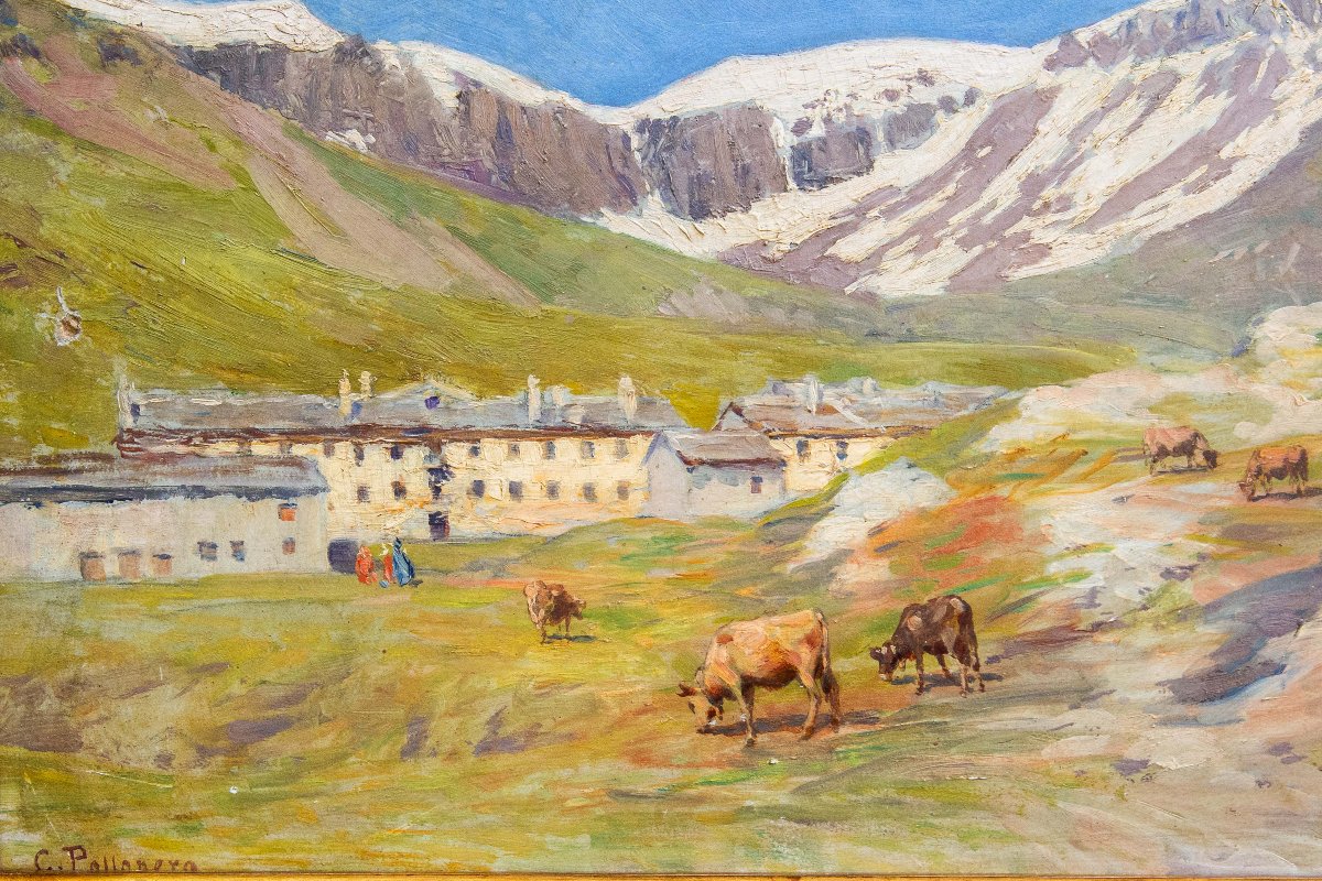 Carlo Pollonera « Paysage alpin », Vallée d'Aoste, début du XXe siècle-photo-3
