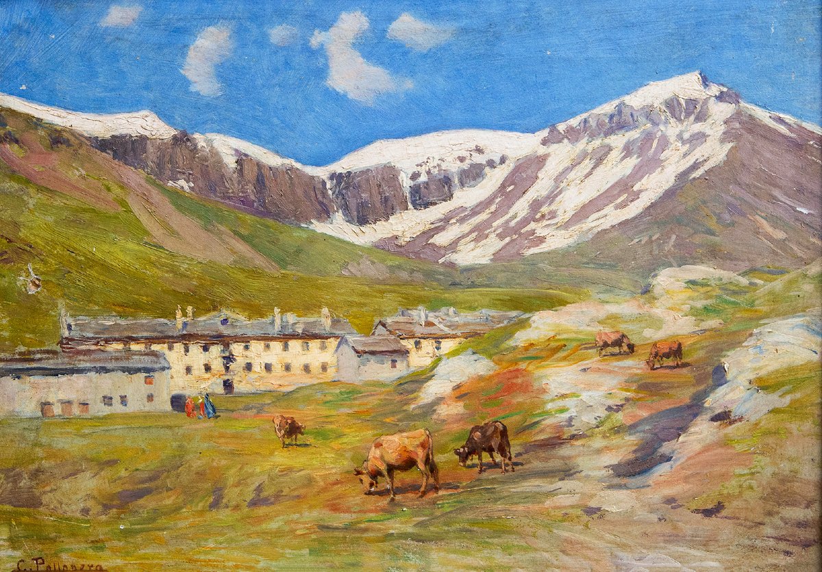 Carlo Pollonera « Paysage alpin », Vallée d'Aoste, début du XXe siècle