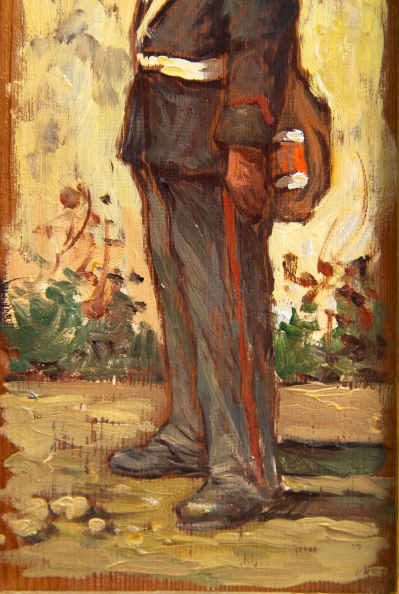 Giovanni Bartolena, "soldier," Oil On Panel, 1920s–1930s-photo-5