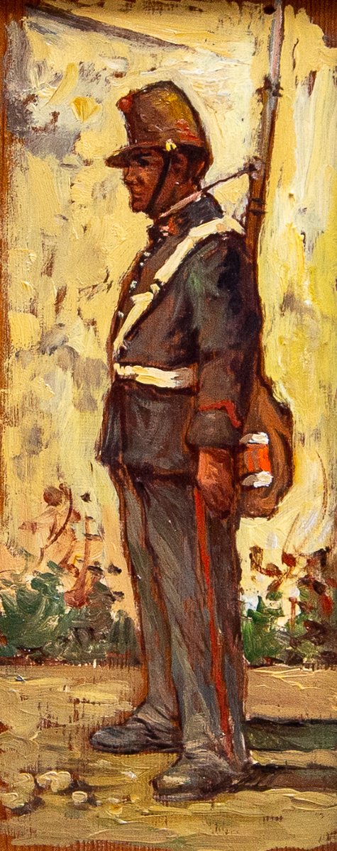 Giovanni Bartolena, "soldier," Oil On Panel, 1920s–1930s