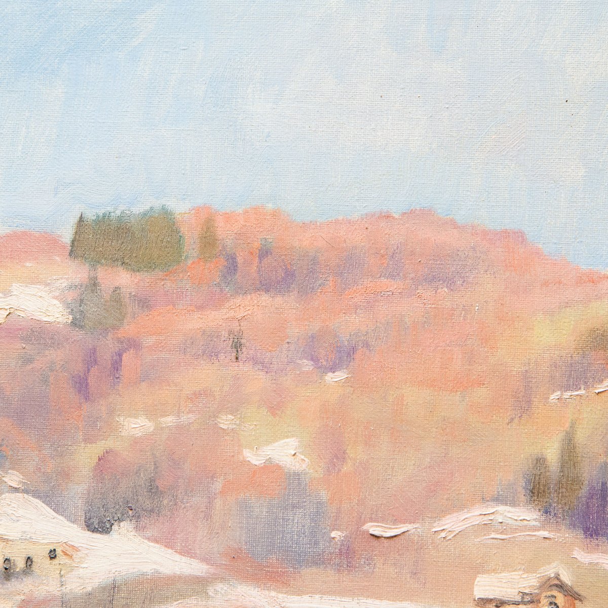 Placido Castaldi, « Chalets enneigés dans la région de Biella », signée, année '60-photo-5