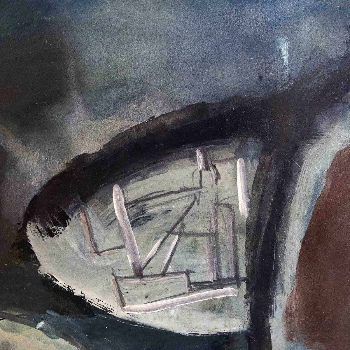 Mario Sironi, « Composition avec personnage », tempera, encre de Chine et crayon, signé, -photo-3