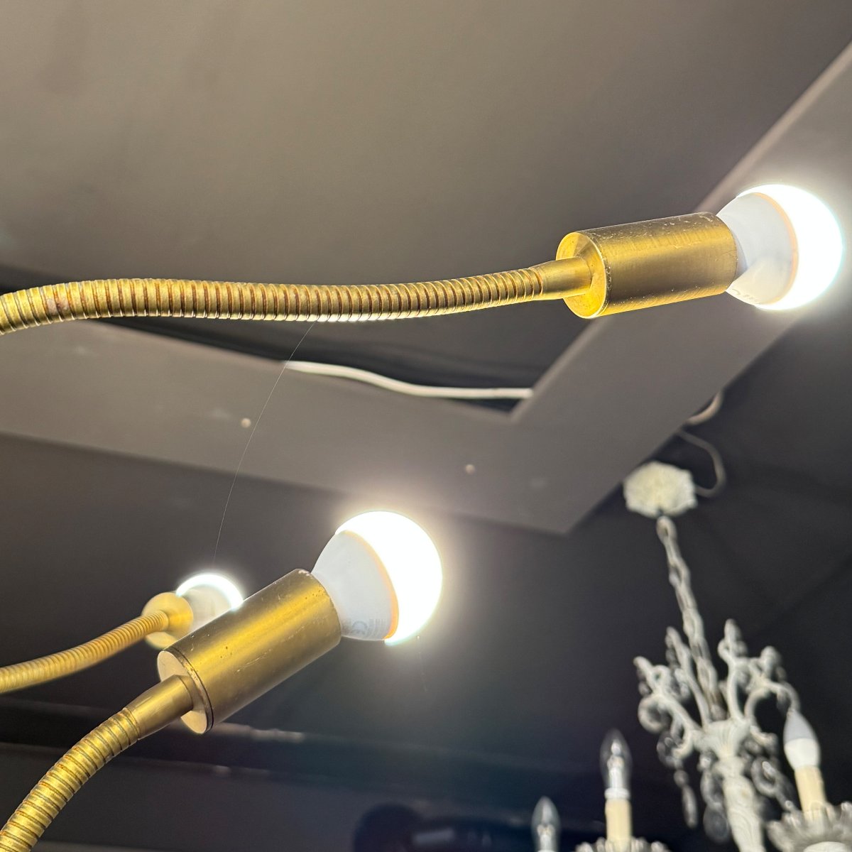 Designer Chandelier, Brass And Lacquered Metal, 1950s-photo-4