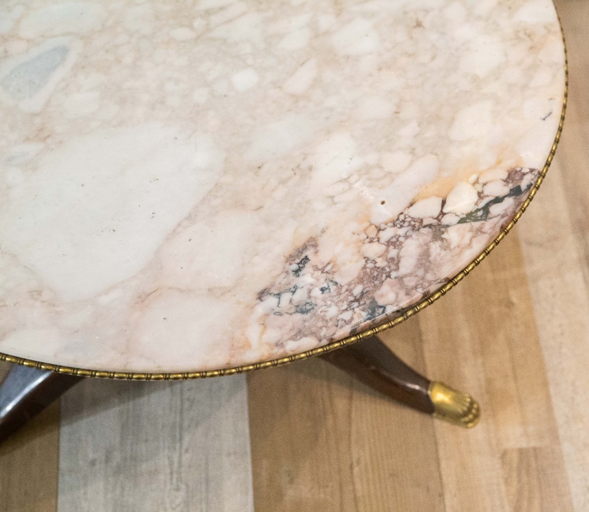 Table basse de salon, avec plateau en marbre, années 40-photo-4