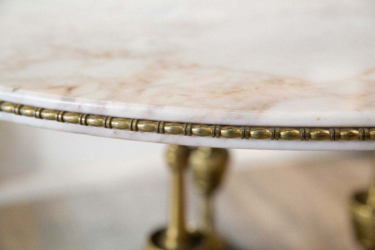 Table basse de salon, avec plateau en marbre, années 40-photo-3