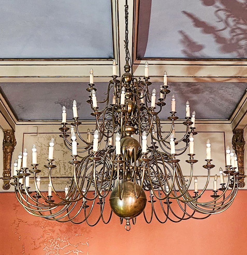 Lustre de salon en laiton, 56 lumières, des années 30/40-photo-3