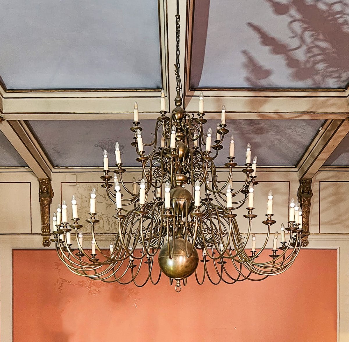 Lustre de salon en laiton, 56 lumières, des années 30/40-photo-6
