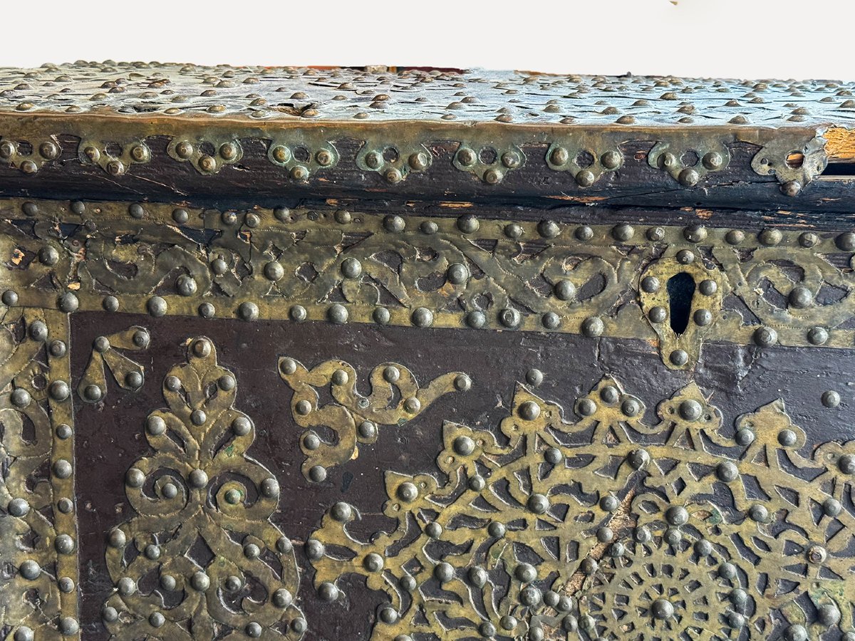 Wooden Treasure Chest With Inlays, 19th Century-photo-1