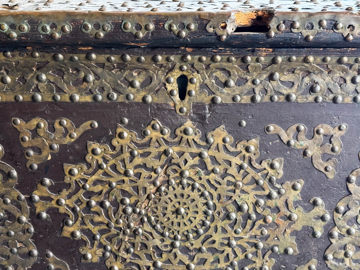 Wooden Treasure Chest With Inlays, 19th Century-photo-2