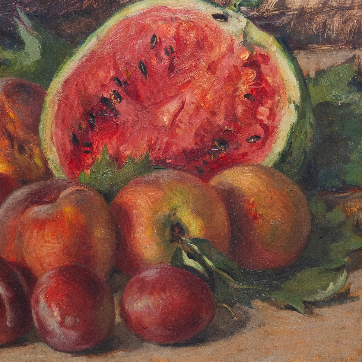 Vittorio Gussoni, "still Life With Fruit," Oil On Wood, Signed, 20th Century-photo-4