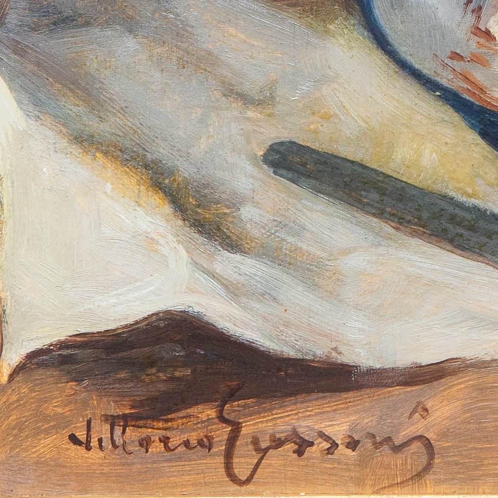 Vittorio Gussoni, « Nature morte », huile sur bois, signée, XXe siècle-photo-4