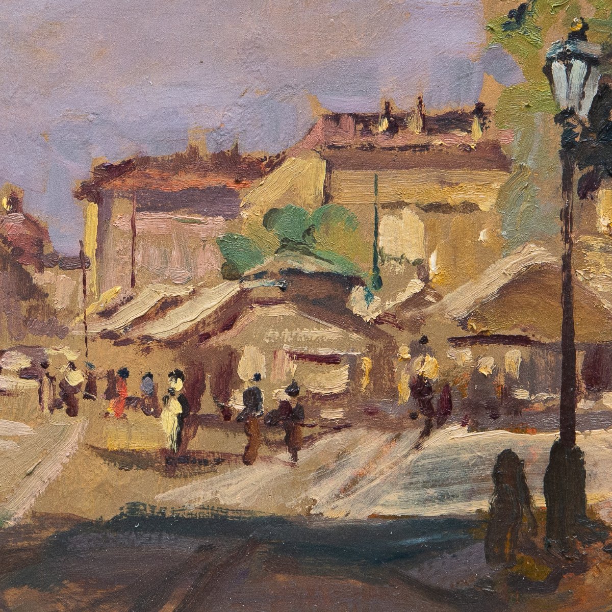 Carlo Follini, "turin Market," Oil On Cardboard, July 19, 1917-photo-3
