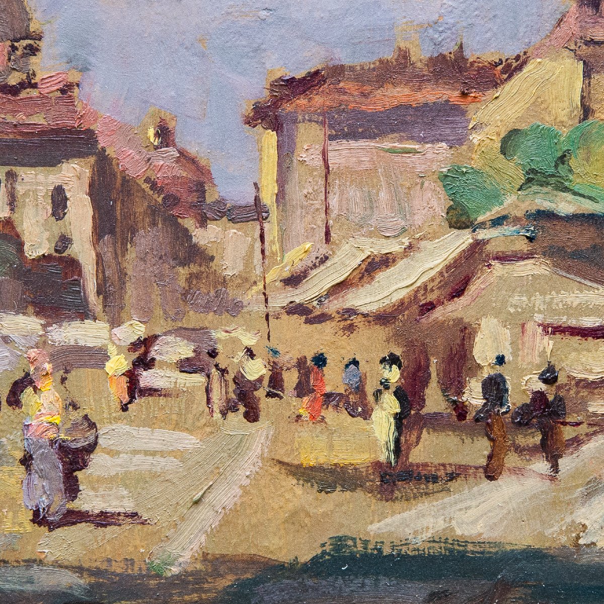 Carlo Follini, "turin Market," Oil On Cardboard, July 19, 1917-photo-5