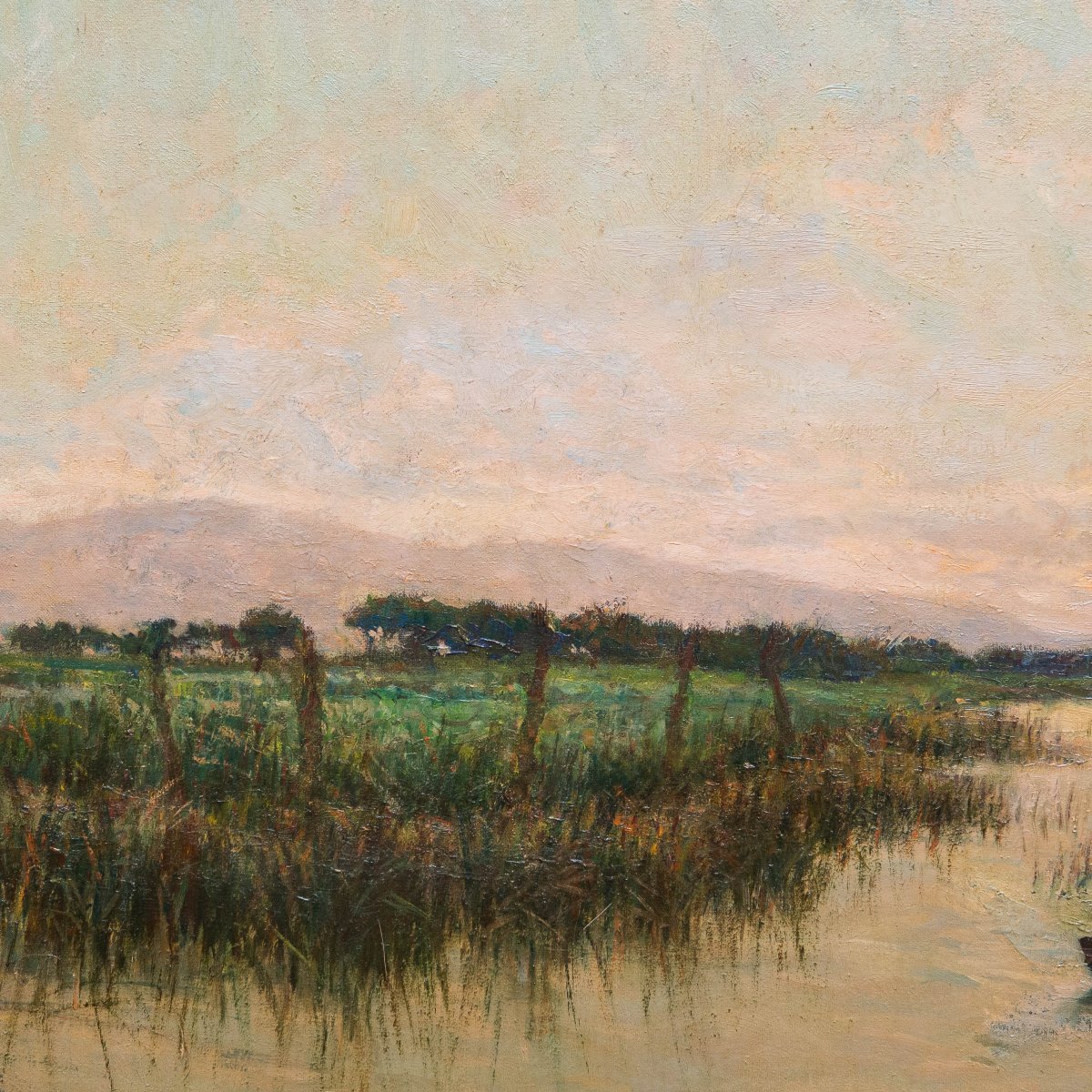 Alberto Cecconi, "river Landscape," Oil On Canvas, 1940s-photo-2