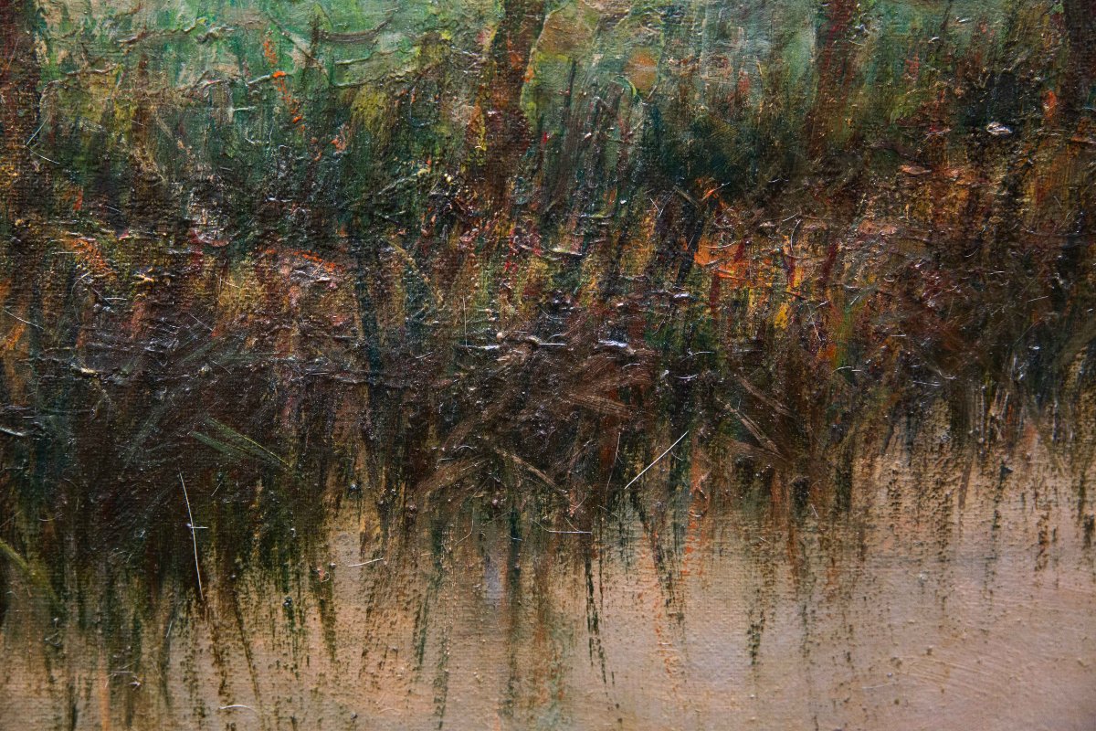 Alberto Cecconi, "river Landscape," Oil On Canvas, 1940s-photo-4