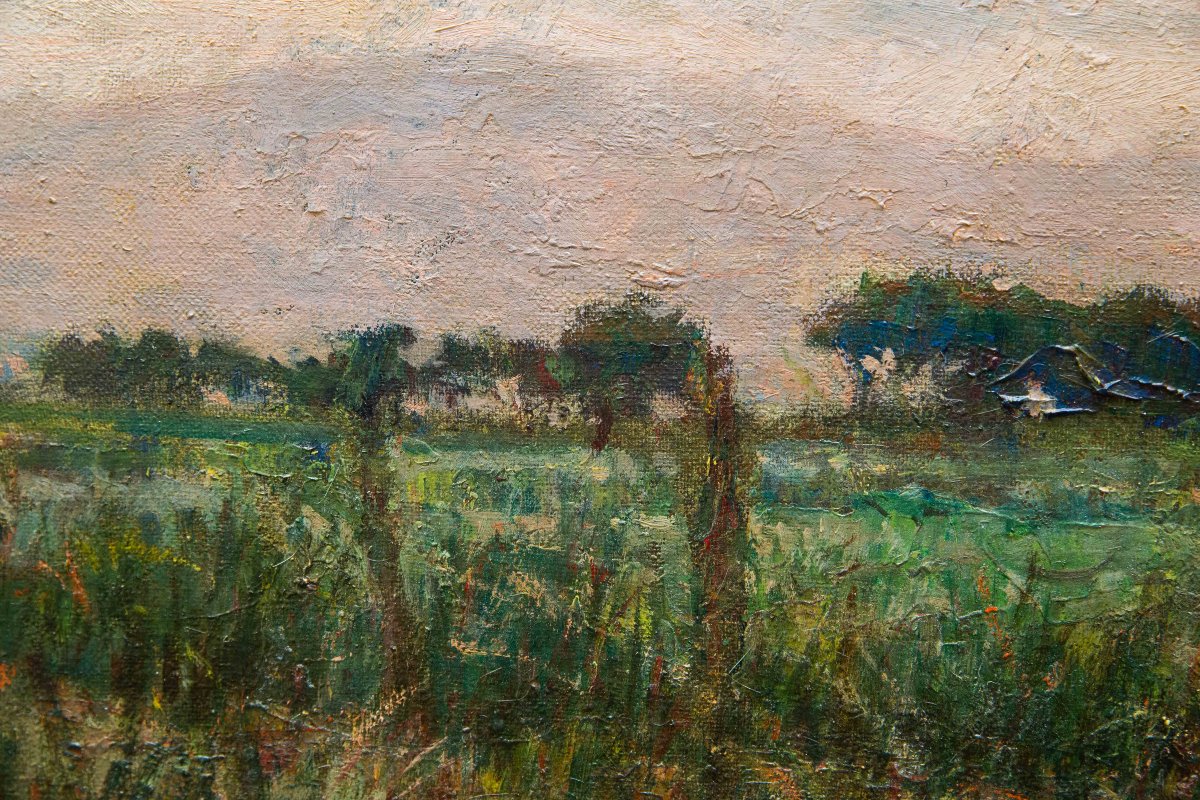 Alberto Cecconi, "river Landscape," Oil On Canvas, 1940s-photo-5