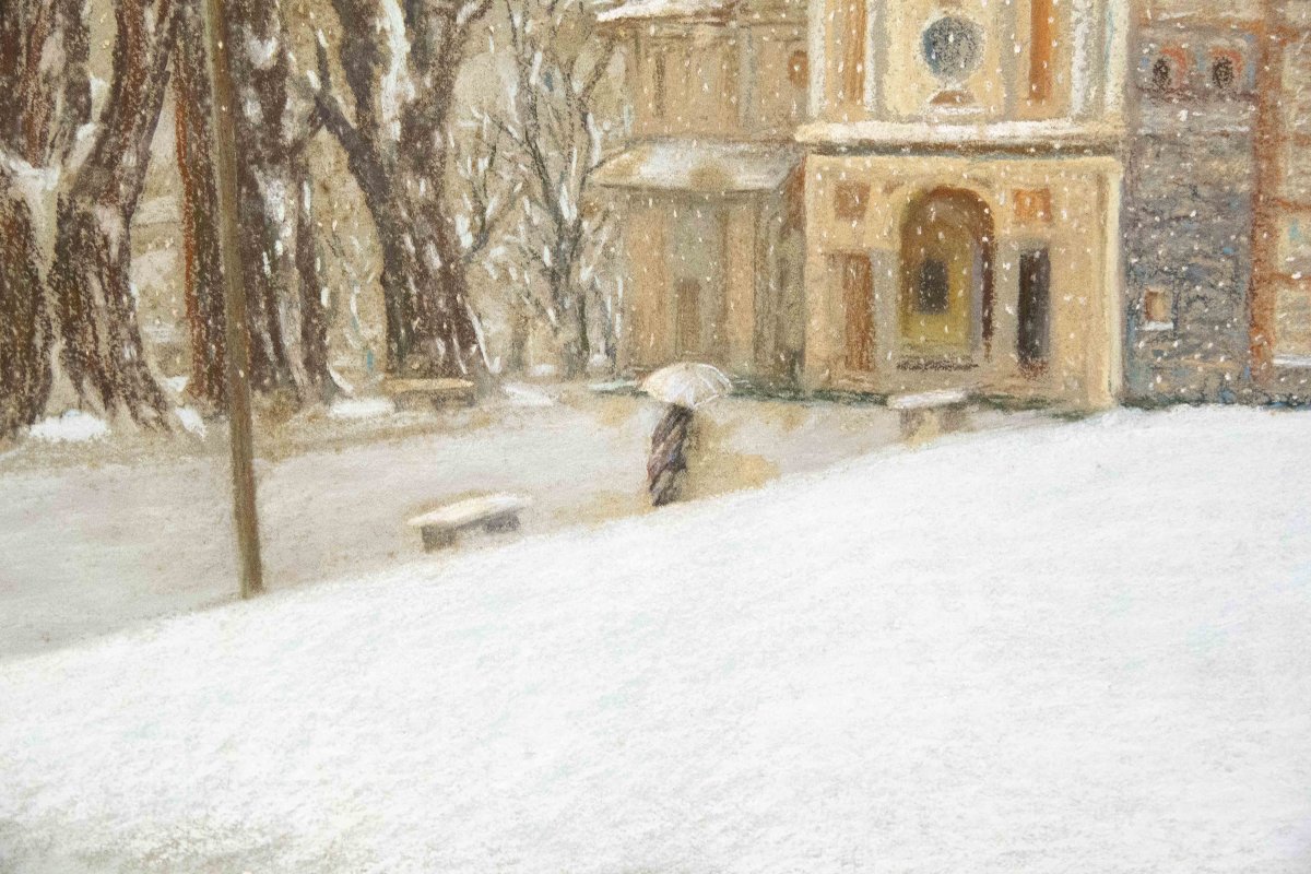 Demetrio Tabacco, « Petite église de la Madonna della Neve », signé, 1936-photo-2