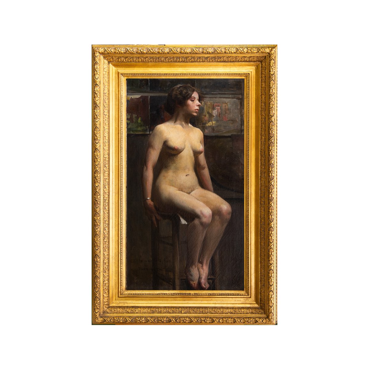László Hegedűs, "female Nude," Oil On Canvas, Signed, Paris 1887-photo-3