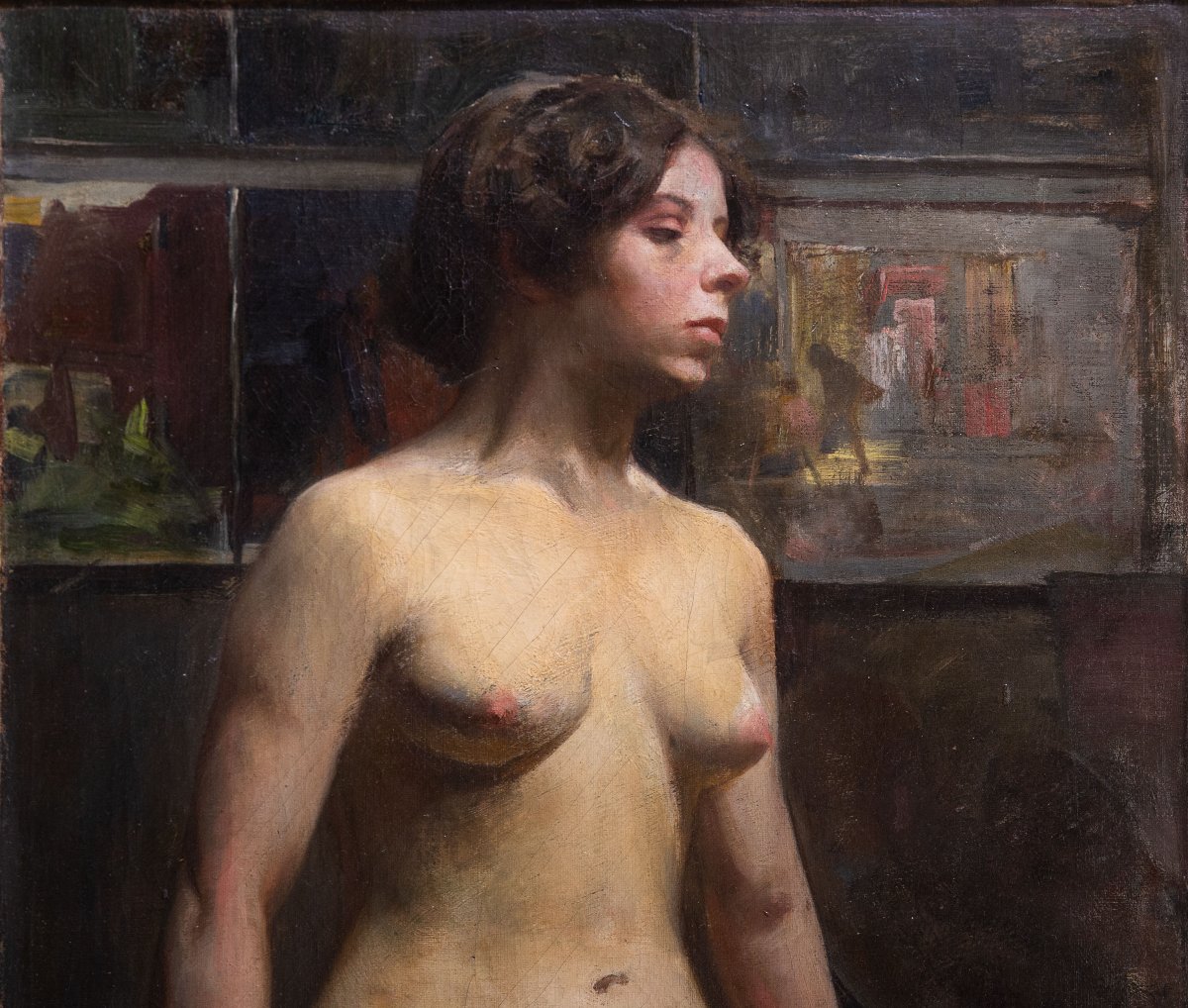 László Hegedűs, "female Nude," Oil On Canvas, Signed, Paris 1887-photo-2