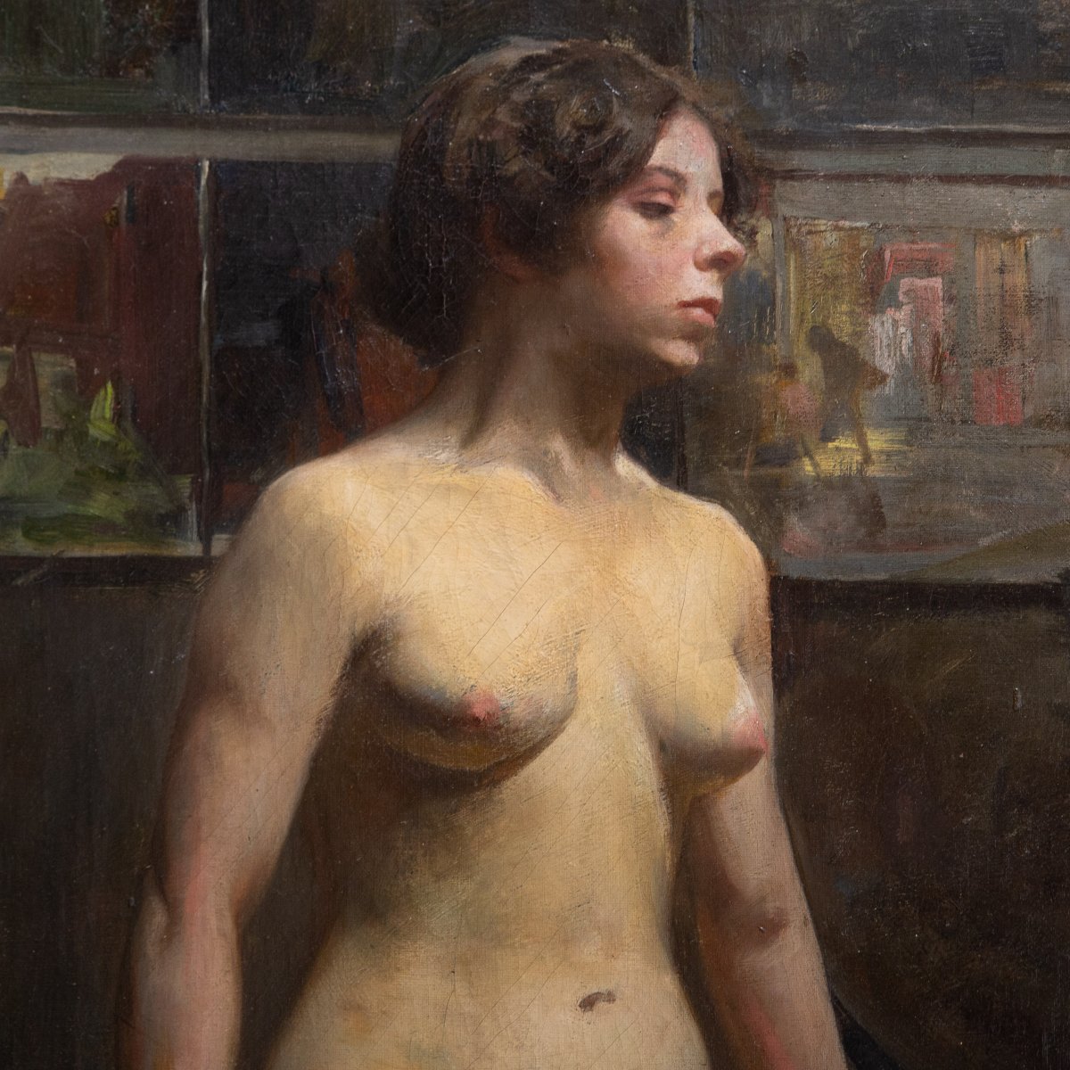 László Hegedűs, "female Nude," Oil On Canvas, Signed, Paris 1887-photo-3