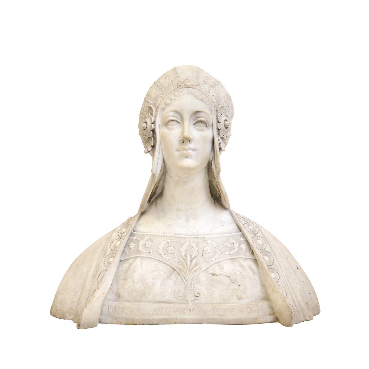 "florentine Noble Lady "- Ancient Italian Marble Of The 19th Century