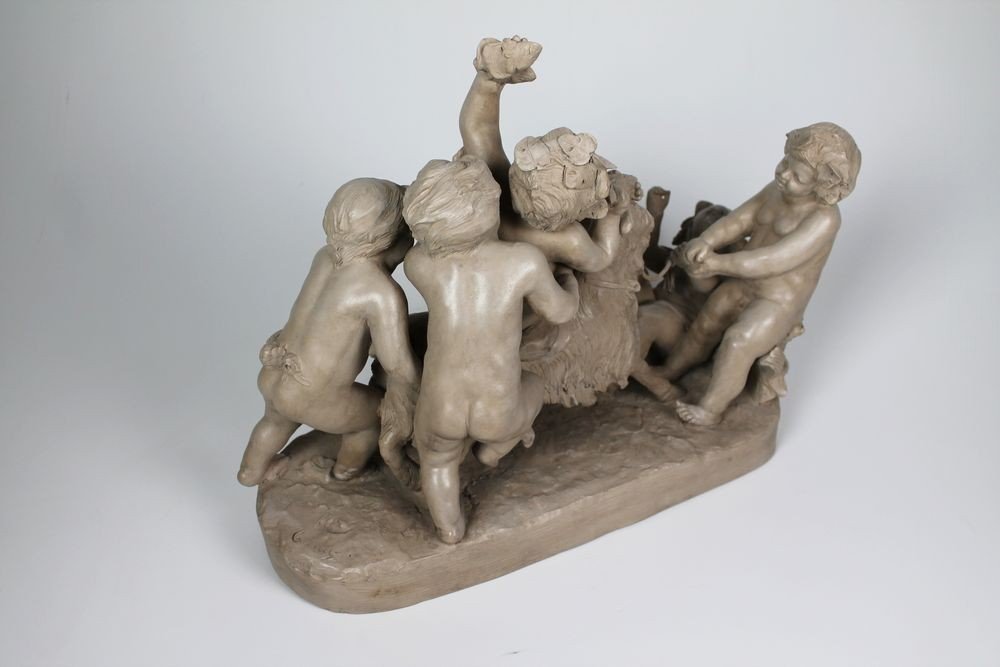 "bacchanal With Cherubs" - Terracotta Sculpture-photo-3