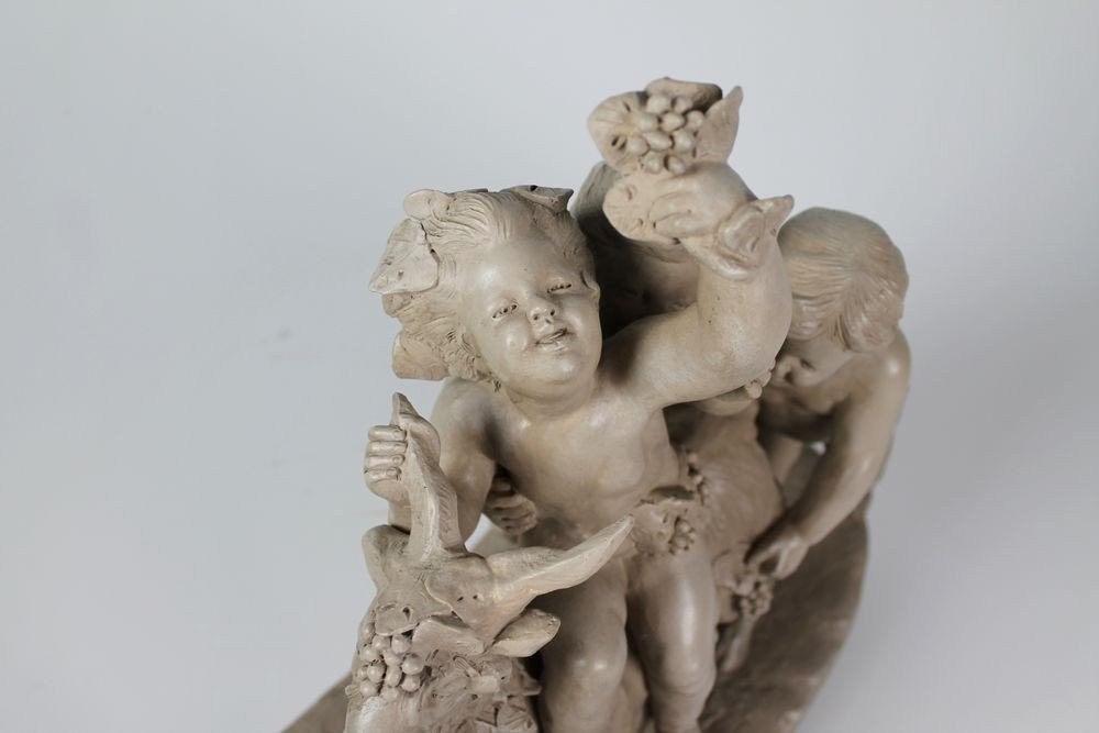 "bacchanal With Cherubs" - Terracotta Sculpture-photo-2