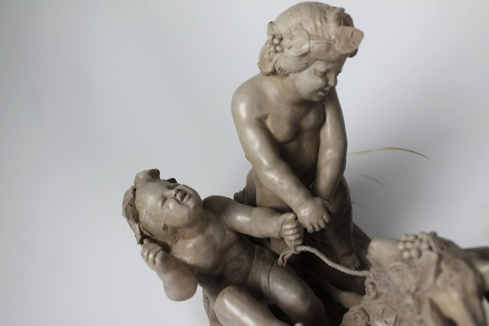 "bacchanal With Cherubs" - Terracotta Sculpture-photo-3