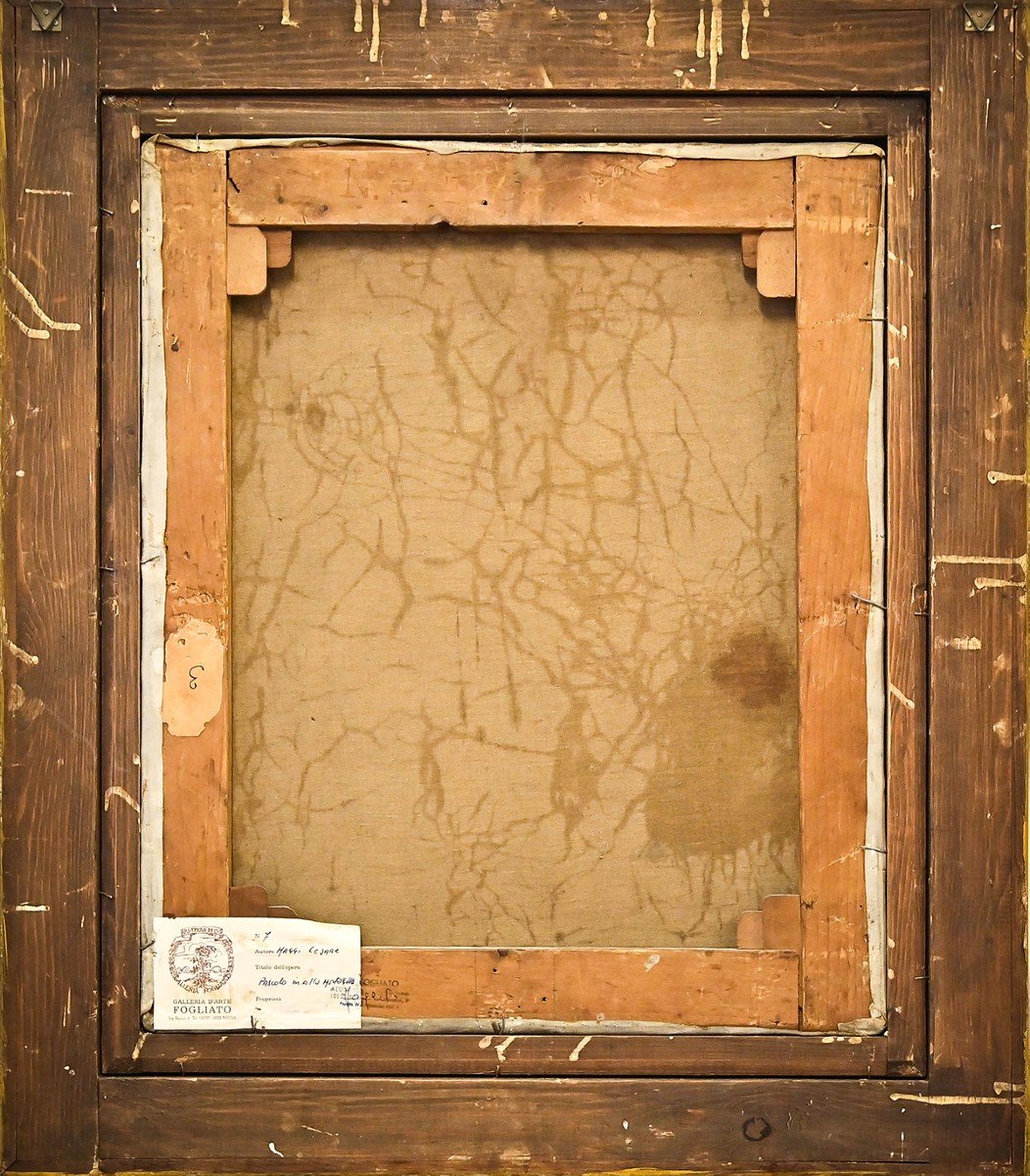  "Pâturage en haute montagne" Huile sur toile par C. Maggi-photo-5