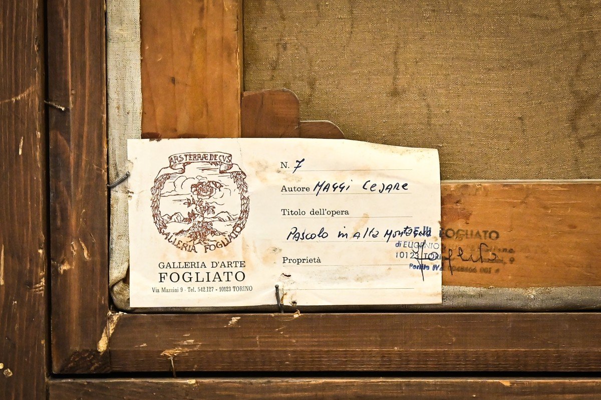  "Pâturage en haute montagne" Huile sur toile par C. Maggi-photo-6