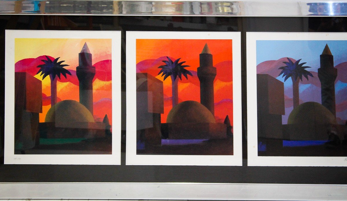 Minaret, Salvo, Color Lithographs Ed. 109/110, 1980s-photo-4