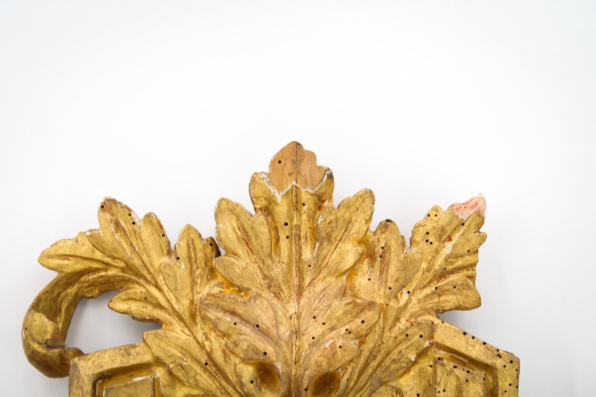 Antique Cartagloria In Carved And Gilded Wood With Gold Leaf, Louis XVI Origin, XVIII Period-photo-4