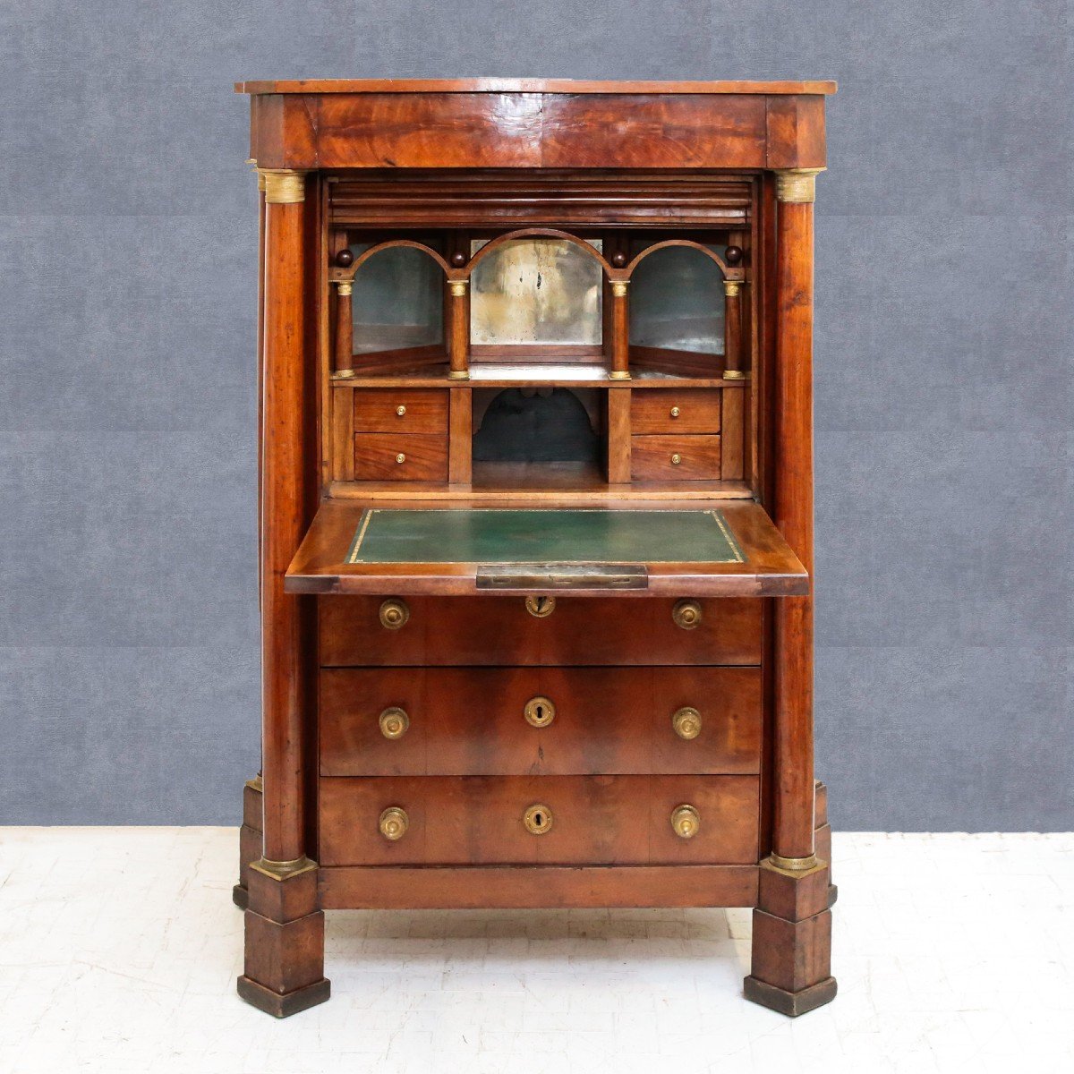 Original Emilia Walnut Secretaire, Empire Style, 18th Century Period