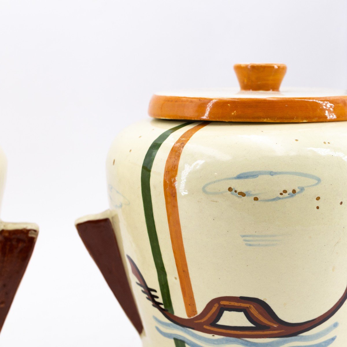 Pair Of Vases, Art Deco, Faenza Ceramics, "venice", 1930s-photo-3