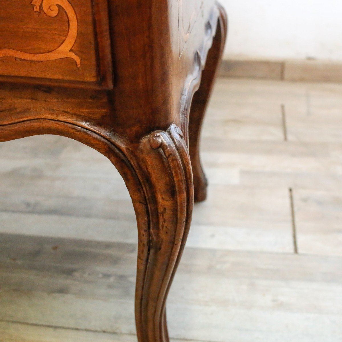 Small Secretary In Inlaid Walnut, Transition Period, 19th Century-photo-2