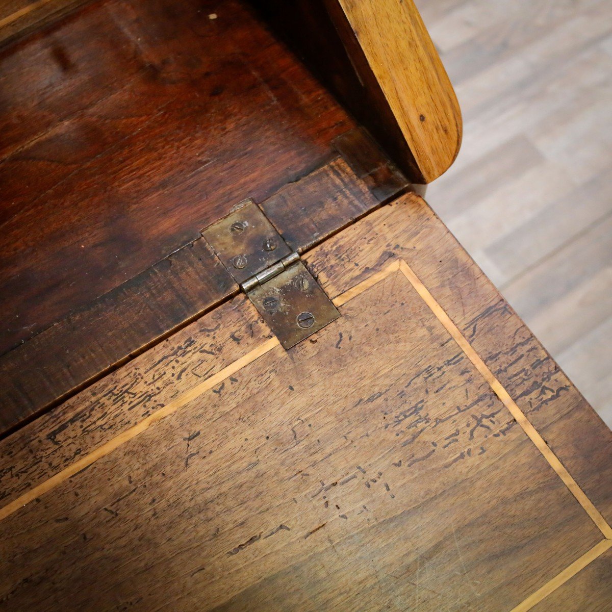 Small Secretary In Inlaid Walnut, Transition Period, 19th Century-photo-5