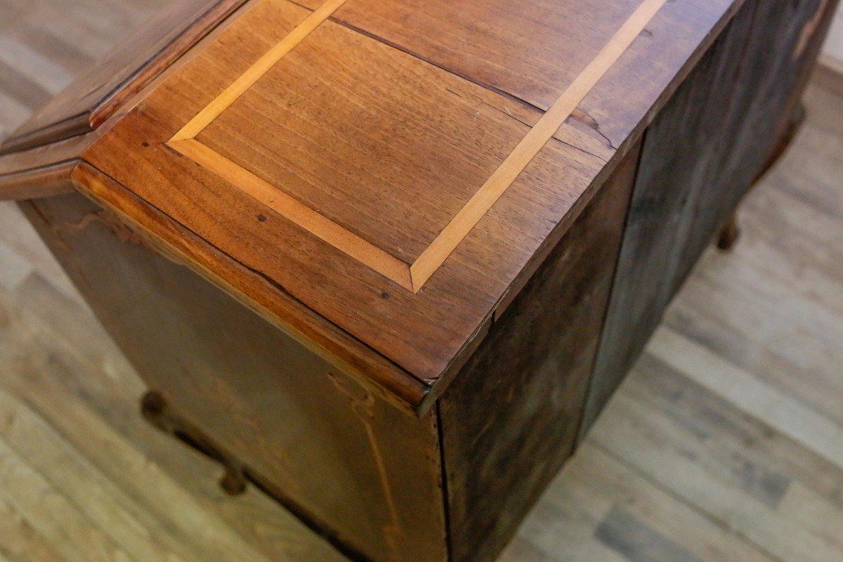 Small Secretary In Inlaid Walnut, Transition Period, 19th Century-photo-7