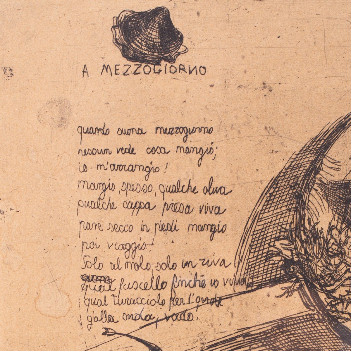 Gravure sur papier, "A midi", par Luigi Bartolini, 1939, signé-photo-1