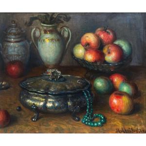 Oil On Canvas, "still Life," By Mario Agrifoglio, Signed, 1930s/40s