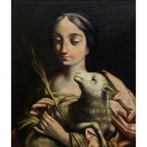 Oil On Canvas, "saint Agnes," 18th Century Era