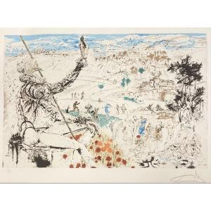 Lithographie De Salvador Dali, "l'âge d'Or", Don Quichotte De Lamanche, 1973, Signée
