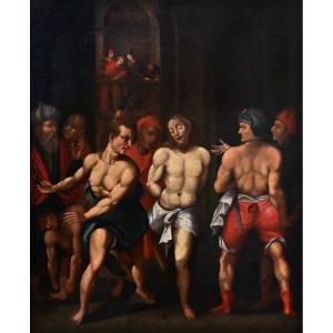 Peinture Du 17e Siècle, 'la Flagellation Du Christ'