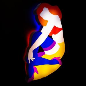 Marco Lodola, Large Luminous Sculpture, "pin Up," Unique Work, 2002