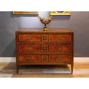 Walnut Chest Of Drawers With Inlays, Original Directorate, Late 1700s